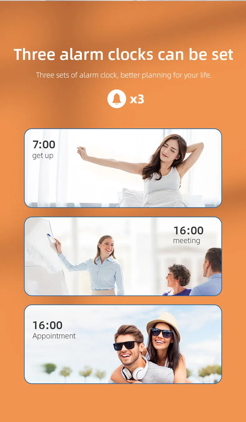 LED Mirror Alarm Clock with Wireless Charging