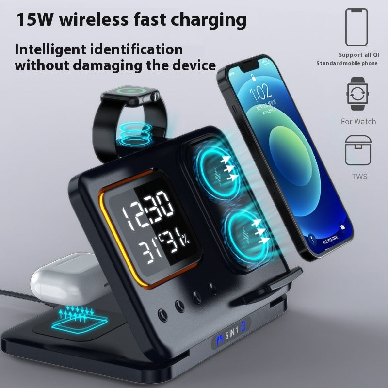 5-in-1 Wireless Charging Station & LED Alarm Clock