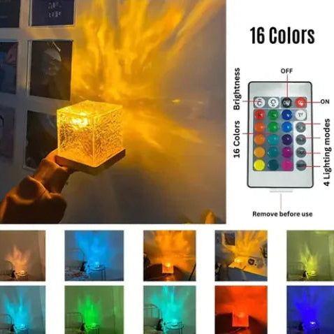 Northern Lights Wooden Rotating Wave Projector Lamp