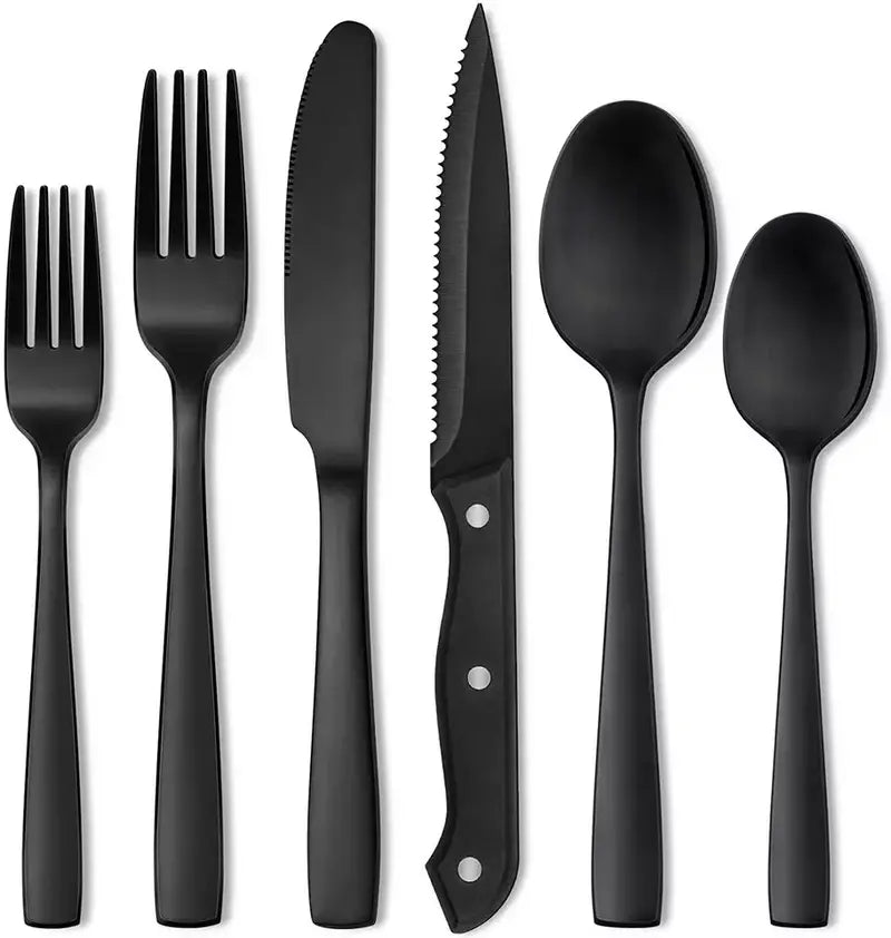 6-Piece Stainless Steel Silverware Set (With Steak Knives)