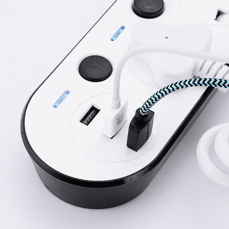 Multi-Switch Power Strip – 4 Plug Sockets + 3 USB (Fast Charging)