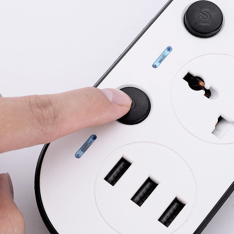 Multi-Switch Power Strip – 4 Plug Sockets + 3 USB (Fast Charging)