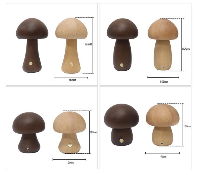 Wooden Mushroom Lamp (USB rechargeable)