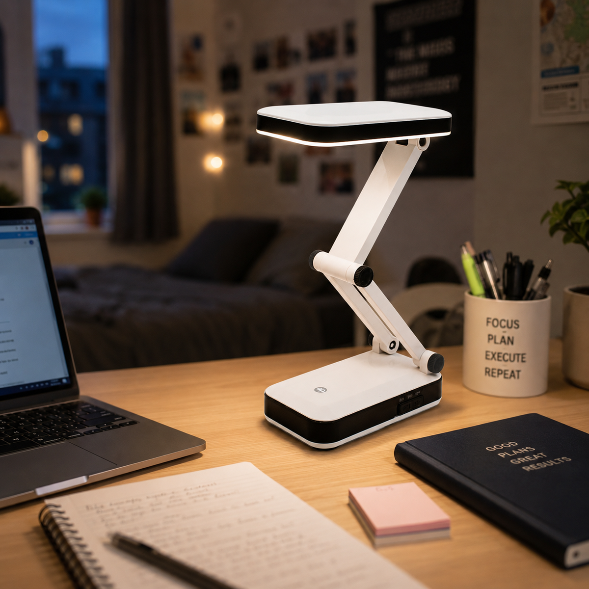 Rechargeable Foldable Dual LED Tube Desk Lamp – 2000mAh
