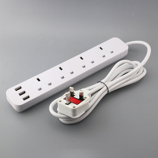 4-Socket Power Strip + 3 USB (3m Cable)