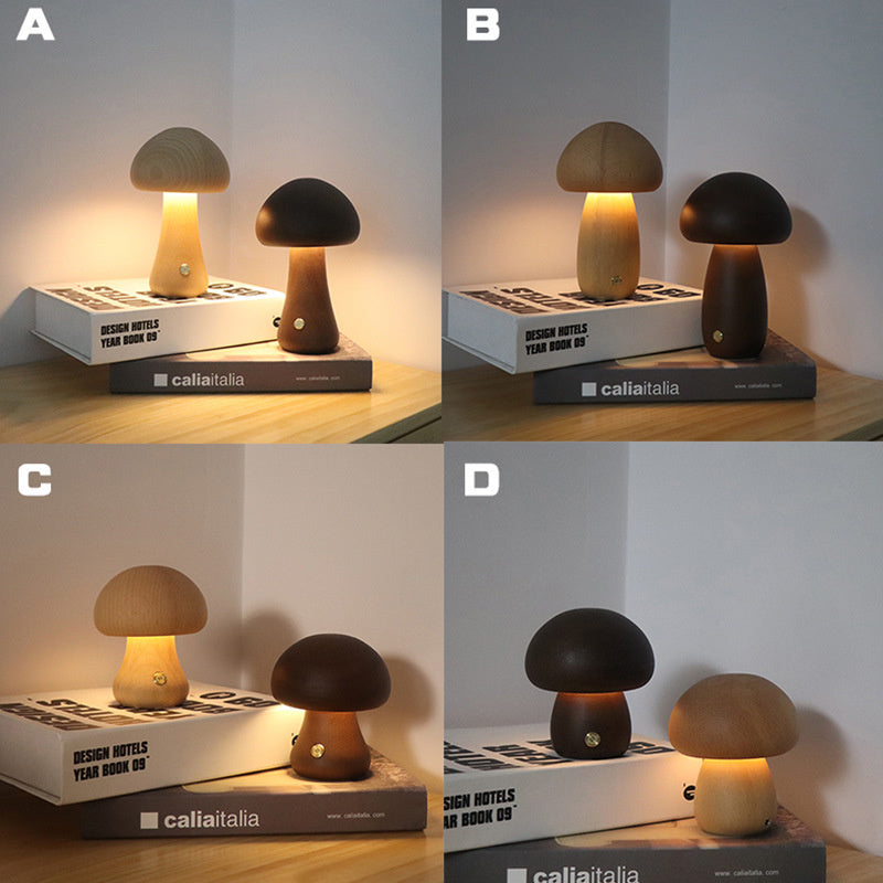 Wooden Mushroom Lamp (USB rechargeable)