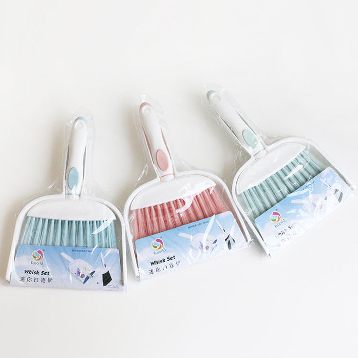 Plastic Dustpan and Brush Set - low, flat storage profile