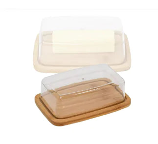 Square Bamboo Butter Dish with Glass Lid