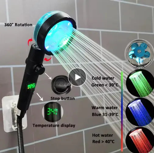 LED Light-Up Handheld Shower Head