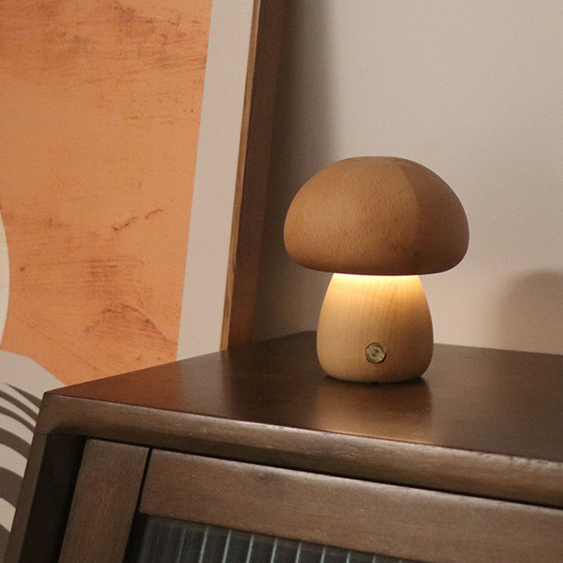 Wooden Mushroom Lamp (USB rechargeable)