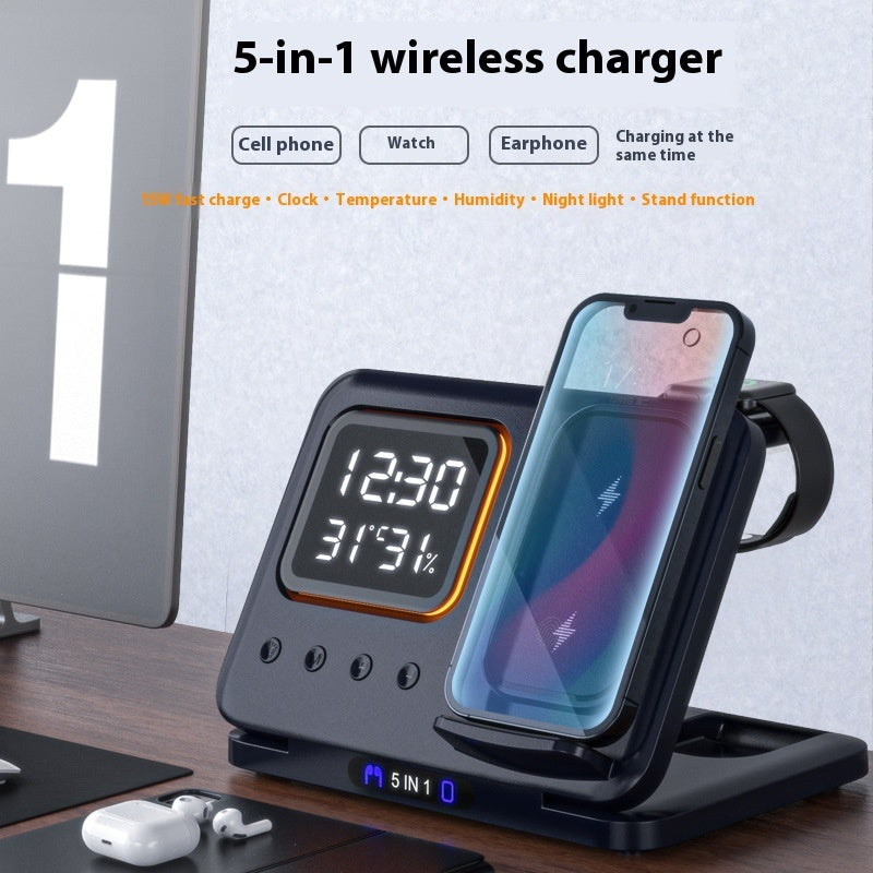 5-in-1 Wireless Charging Station & LED Alarm Clock