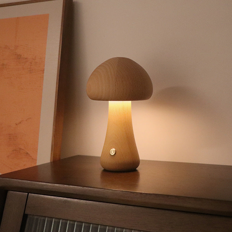 Wooden Mushroom Lamp (USB rechargeable)