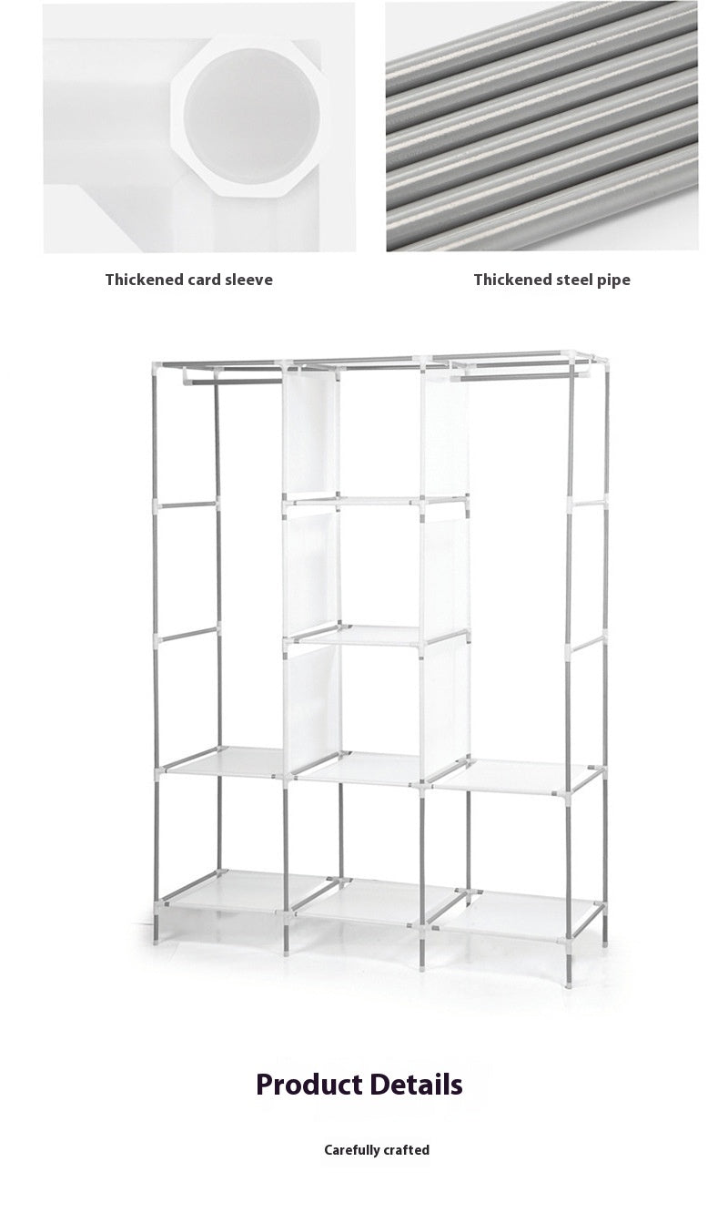 Fabric Wardrobe Organiser with Hanging Rail & Shelves