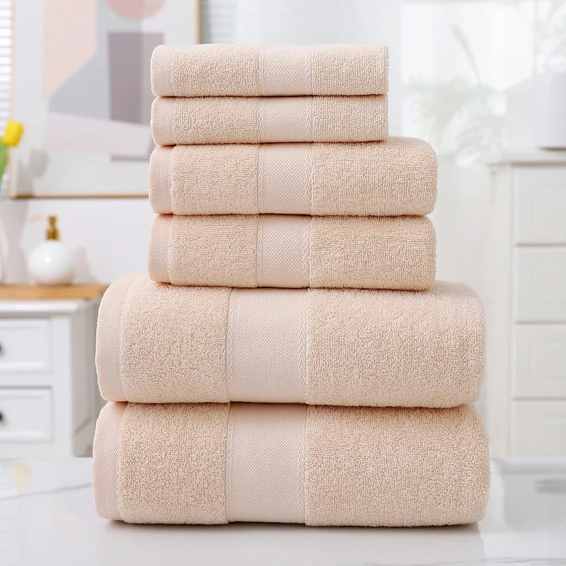 Simple Cotton Bath Towels – 6-Piece Set