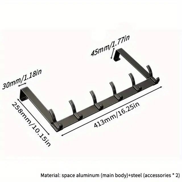 Over-The-Door Hook Rack (6 Hooks)
