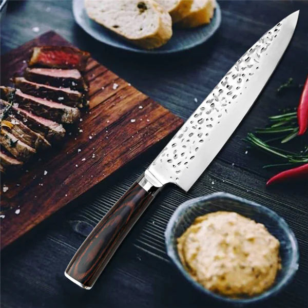 Hammered 8-Inch Stainless Steel Kitchen Knife