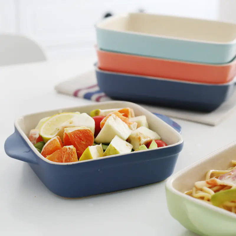 Ceramic Matte Double-Handle Baking Dish / Bowl