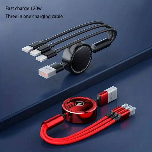 3-in-1 Retractable USB Data and Charging Cable