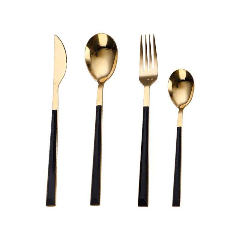 Plastic Handle Knife, Fork & Spoon Set
