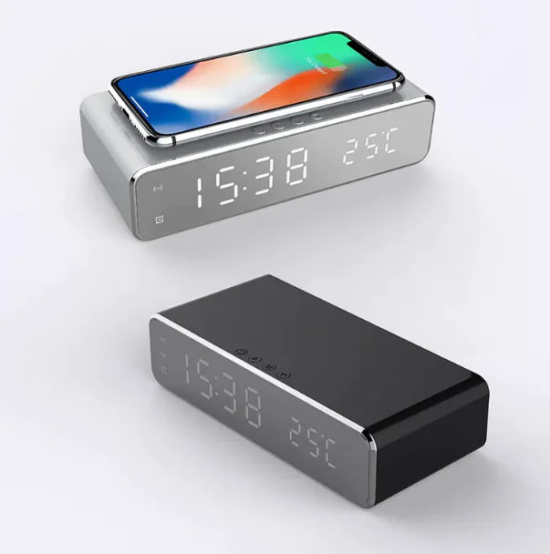 LED Electric Alarm Clock With Wireless Charger (USB)