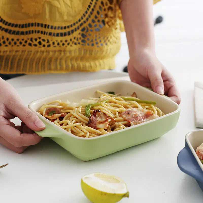Ceramic Matte Double-Handle Baking Dish / Bowl