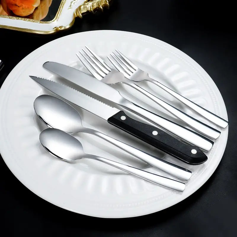 6-Piece Stainless Steel Silverware Set (With Steak Knives)