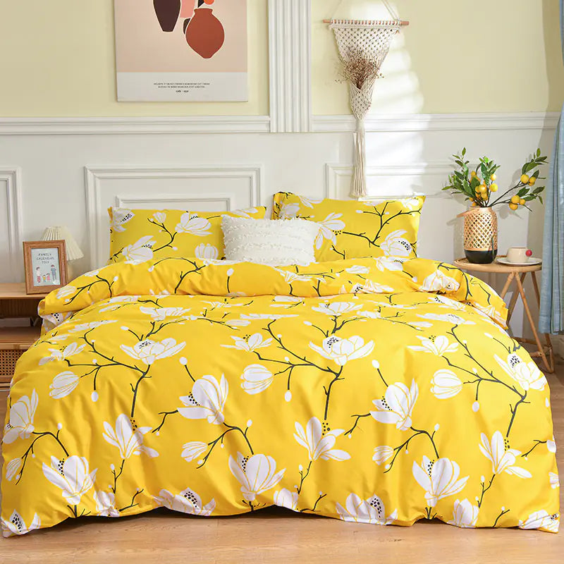 Aloe Cotton Printed Four-Piece Bedding Set (UK King Size 1.5m & Super King 1.8m)