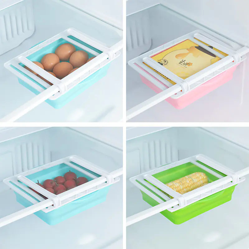 Fridge Organizer with Foldable Storage Boxes (Transparent)