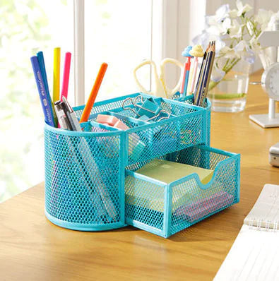 Iron Desk Organiser with Eight Compartments and Drawers